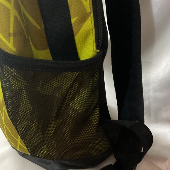 Used Nike Lime Green Print Backpack With White Swoosh Logo Mesh Side Pockets Pad - Picture 3 of 8